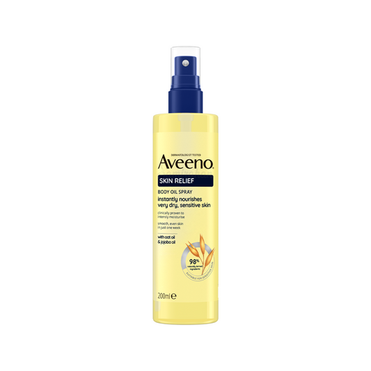 Aveeno Skin Relief Body Oil Spray helps relieve & repair very dry skin from the first application by providing a long-lasting moisturization. Its unique formula contains oat oil & jojoba oil, which are ingredients rich in lipids & fatty acids that help restore the skin barrier. Imported from UK. Best body oil in Dhaka.