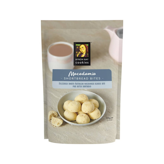 Byron Bay Cookies Macadamia Shortbread Bites contain a combination of deliciously smooth Australian macadamias blended into pure butter shortbread. Halal certified. Best imported foreign genuine authentic real snack Australian Aussie premium quality sweets healthy biscuits cheap price in Dhaka Bangladesh.