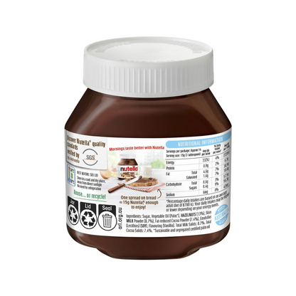 Nutella Hazelnut Chocolate Spread is a loved brand. Its unbeatable taste & pleasurable experience are guaranteed by a unique recipe of 7 selected ingredients. Enjoy your breakfast with its great taste. No colour, preservatives or hydrogenated fats. Halal certified. Vegetarian suitable. Best cocoa in Dhaka Bangladesh.