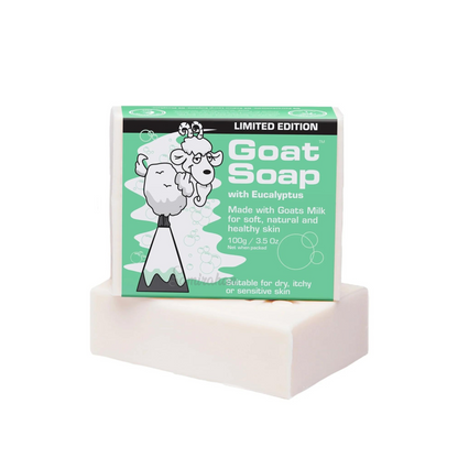 Goat Milk Soap With Eucalyptus contains native Australian eucalyptus oil & leaf. It gently cleans & exfoliates. Suitable for dry, itchy, sensitive eczema-prone skin. Best imported foreign Aussie genuine authentic premium real quality skincare beauty bath soap price in Dhaka Chittagong Sylhet Rajshahi Khulna Bangladesh.