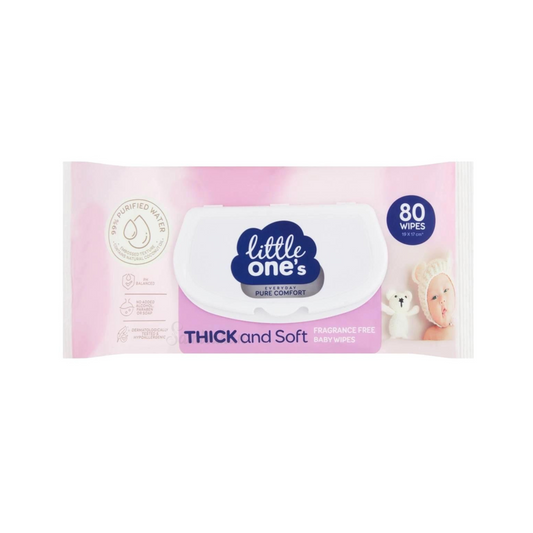 Little One's Pure Comfort Thick & Fragrance Free Baby Wipes, enriched with Aloe Vera, Vitamin E & Chamomile extract, are gentle enough for your baby's hands & face. Hypoallergenic formula, alcohol & soap free, pH balanced & dermatologically tested. Best imported foreign unscented soft baby wipes in Dhaka Bangladesh.