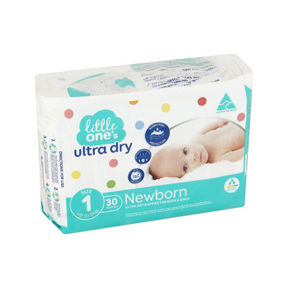 Little One's Size 1 Ultra Dry Nappies are suitable for boys & girls from newborn up to 5kg. It has embossed lining for runny poo protection, provides dry comfort, up to 12hrs absorbency & soft, secure & comfortable fit. Dermatologically tested. Best foreign genuine Australian baby diaper nappy in Dhaka Bangladesh.