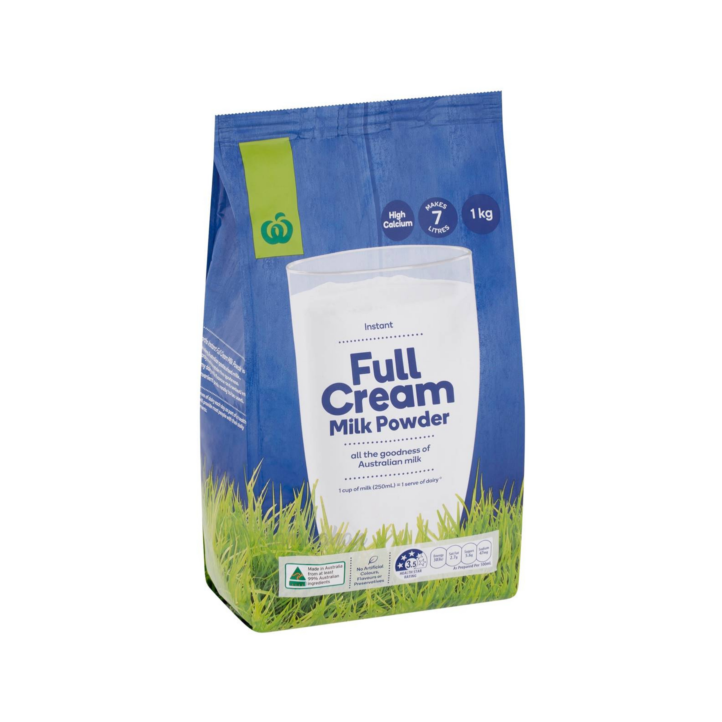 Woolies Australian Full Cream Milk Powder is made using Australian pasteurised milk, spray dried to retain the goodness of creamy dairy milk & sealed into a convenient pack. Makes 7 Litres. No artificial colours, flavours or preservatives. Best price genuine foreign real Australian cow milk in Dhaka Bangladesh.
