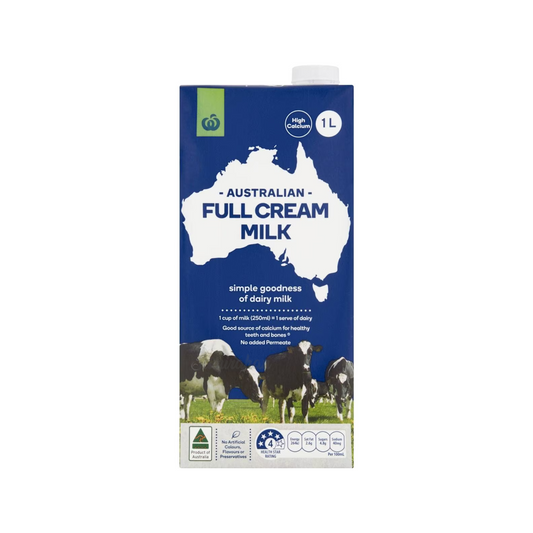 Woolies Australian Full Cream UHT Milk is pure & sourced from Australian dairy farms with no added permeates. Ultra Heat Treated milk is simply heated & sealed into a convenient pack. No artificial colours, flavours or preservatives. Best price genuine foreign real Australian cow milk in Dhaka Bangladesh.