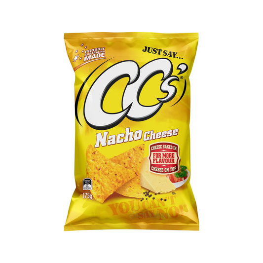 CC's Corn Chips Tasty Cheese are Australia's original corn chip - made with real Aussie ground corn & topped with a very moreish cheesy nacho seasoning. Real cheese baked in. A healthy alternative to snacks. Halal suitable. Gluten free. Best genuine foreign Aussie delicious healthy snacks nachos in Dhaka Bangladesh.