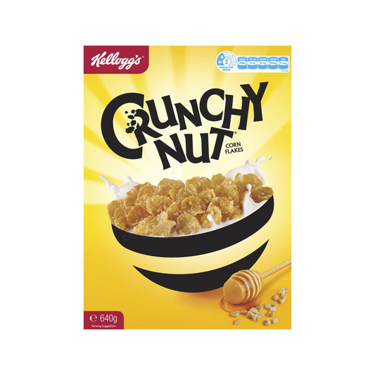 Kellogg's Crunchy Nut Corn Flakes Breakfast Cereal is the classic breakfast cereal you love, encrusted with delicious nuts & honey. Source of B Vitamins, Iron & Zinc. Halal suitable. No artificial colours, flavours or preservatives. Best genuine foreign imported cereal food healthy nutrition price in Dhaka Bangladesh.