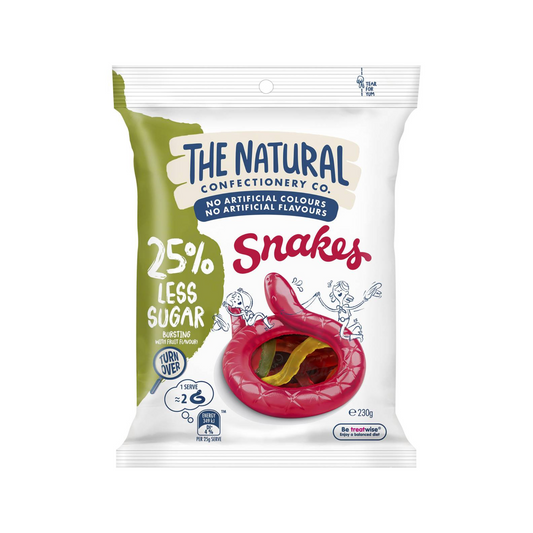 The Natural Confectionery Co. Snakes Reduced Sugar Lollies are Aussie made jelly treats, packed full of deliciousness. No artificial colours, flavours, GMOs or sweeteners. Halal certified. Best genuine imported foreign real Australian candy chocolate healthy snack sweets price in Dhaka Bangladesh.
