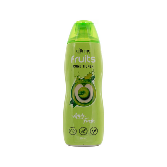 Natures Organics Fruits Conditioner Apple Fresh contains plant-derived ingredients to help revitalize & restore health to your hair with a fresh fruity Apple fragrance. Vegan suitable. Best foreign genuine Australian Aussie imported real original premium shampoo hair-fall safe healthy price in Dhaka Bangladesh.