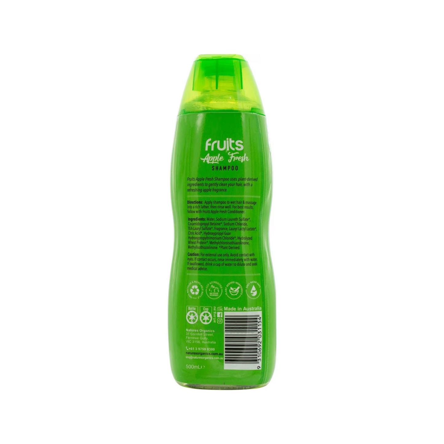 Natures Organics Fruits Shampoo Apple Fresh contains plant-derived ingredients to help restore & revitalize health to your hair with a fresh fruity apple fragrance. Vegan suitable. Best foreign genuine Australian Aussie imported real original premium shampoo safe hair-fall healthy price in Dhaka Bangladesh.