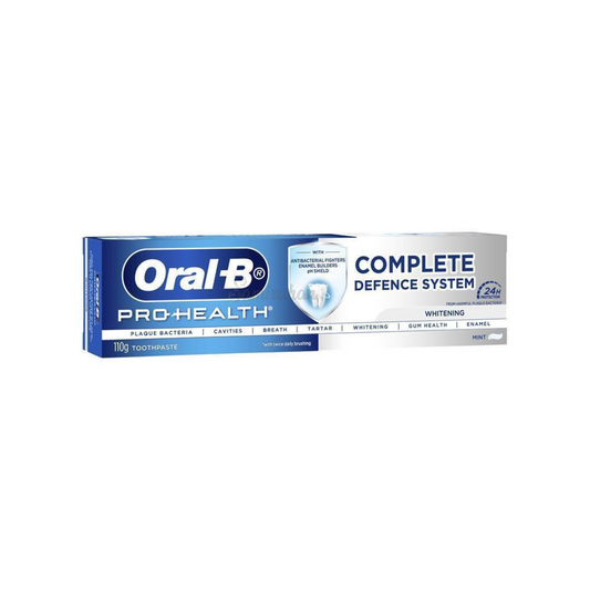 Oral B Pro Health Complete Defence System Whitening is a fluoride toothpaste for anti-cavity that provides highest level of whitening ingredients for a natural white smile, healthy gums & strong teeth. Best genuine imported foreign Australian premium real quality dental health toothpaste price in Dhaka Bangladesh.