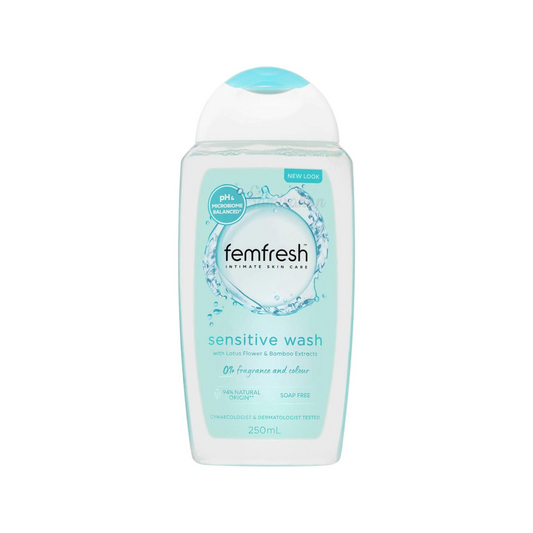 Femfresh Soap Free Sensitive Wash gently cleans the skin in your intimate area without soap, fragrance or colour. Suitable for sensitive skin & use during period. Gynaecologist & dermatologist tested. Best genuine real foreign imported Australian Aussie premium brand feminine care hygiene price in Dhaka Bangladesh.