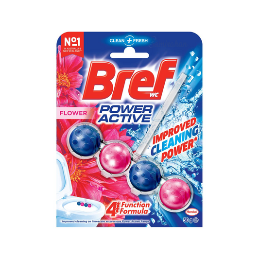 Bref Power Active Toilet Cleaner Block fits under the toilet rim & cleans with combined actions of hygienic foam, grime removal, stain protection & extra fragrance. Best imported foreign Australian Aussie genuine authentic premium quality real household cleaning hygiene price in Dhaka Chittagong Sylhet Bangladesh.