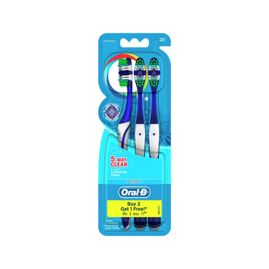 Oral B Toothbrush Advantage Complete 5 Way Clean Medium has 5 cleaning zones for a deeper clean with 2.5X Deeper reach in between teeth. Best genuine authentic real imported foreign Australian premium quality adult dental health tooth brush brushing gum healthy cheap price in Dhaka Chittagong Bangladesh.