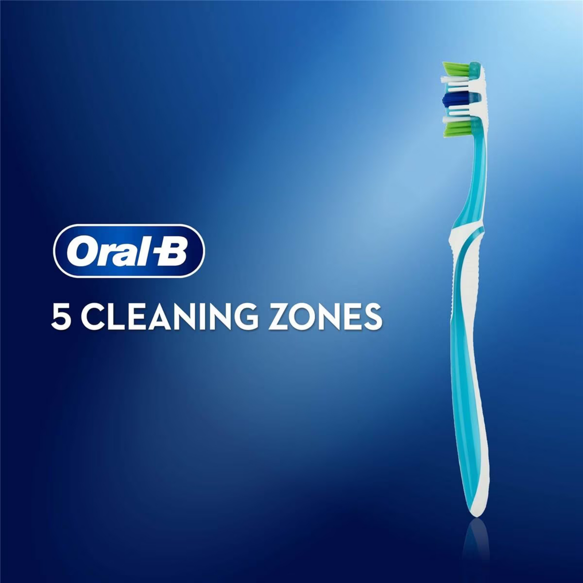 Oral B Toothbrush Advantage Complete 5 Way Clean Medium has 5 cleaning zones for a deeper clean with 2.5X Deeper reach in between teeth. Best genuine authentic real imported foreign Australian premium quality adult dental health tooth brush brushing gum healthy cheap price in Dhaka Chittagong Bangladesh.