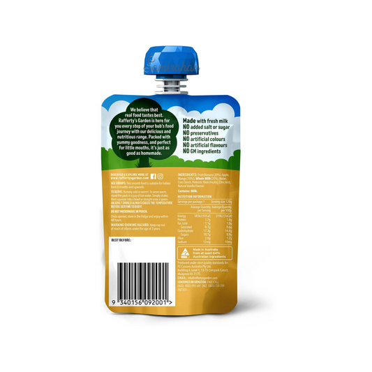 Rafferty's Garden Banana Mango Custard Dessert Baby Food Pouch fruits vegetable Best imported Australia authentic premium kids healthy discount low price in BD