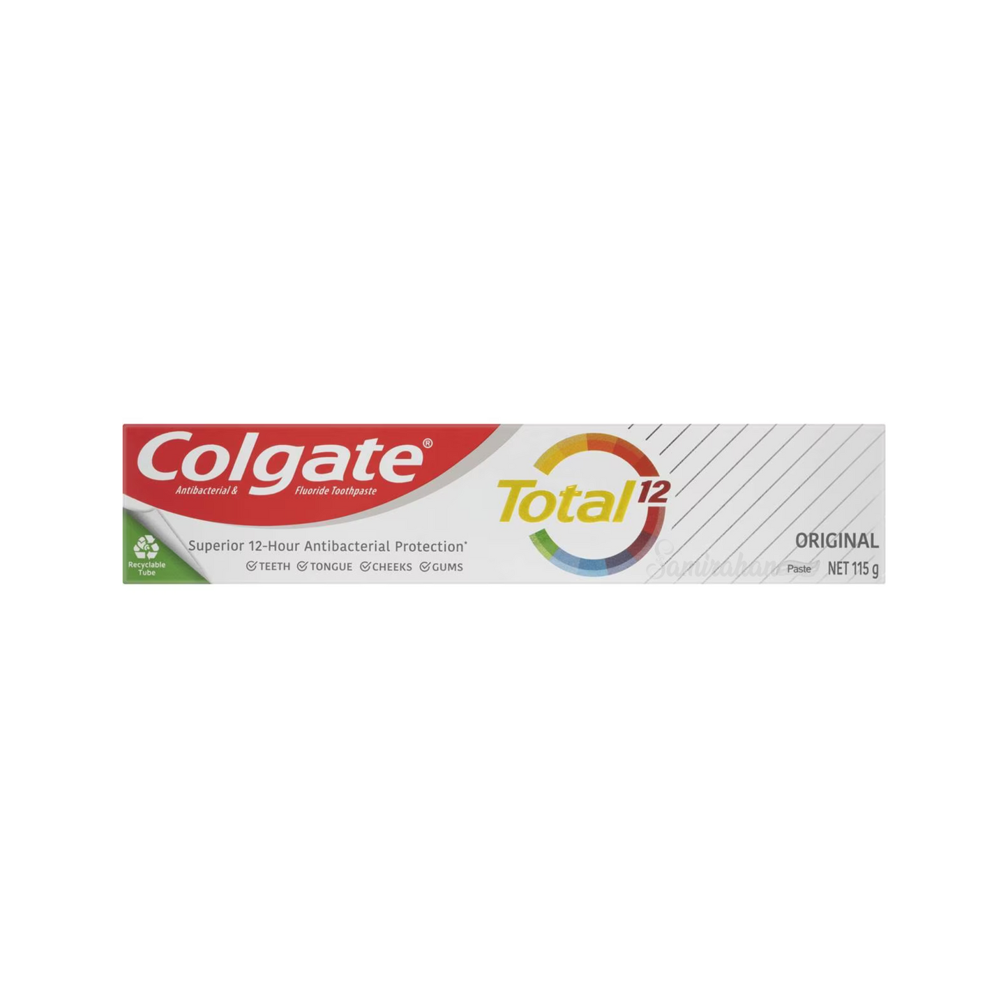 Colgate Total Original Antibacterial Toothpaste is a fluoride, multi benefit toothpaste. Suitable for daily use & reduces bacteria on teeth, tongue, cheeks & gums. Sugar Gluten free. Best genuine authentic imported foreign Australian premium real quality dental health cheap price in Dhaka Chittagong Sylhet Bangladesh.