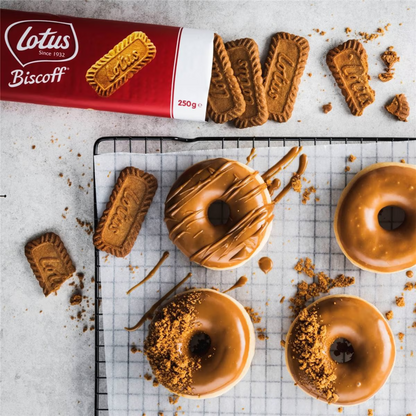 Lotus Biscoff Biscuit are crunchy caramelised biscuits made in Belgium. This tasteful little biscuit is world famous thanks to it's unique flavour, iconic shape & crunchy bite. Halal suitable. Best imported foreign real genuine authentic Belgium snack biskut premium quality bakery cheap price in Dhaka Bangladesh.