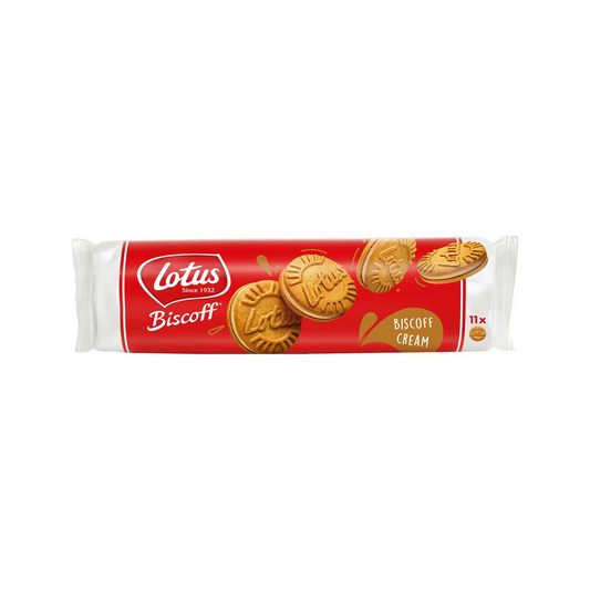 Lotus Biscoff Cream Biscuits are delicious, caramelised crunchy biscuit on the outside, with a smooth creamy Biscoff filling on the inside. It’ll be love at first bite! Halal suitable. Best imported foreign real genuine authentic Belgium Aussie snack biskut premium quality bakery snacks cheap price in Dhaka Bangladesh.