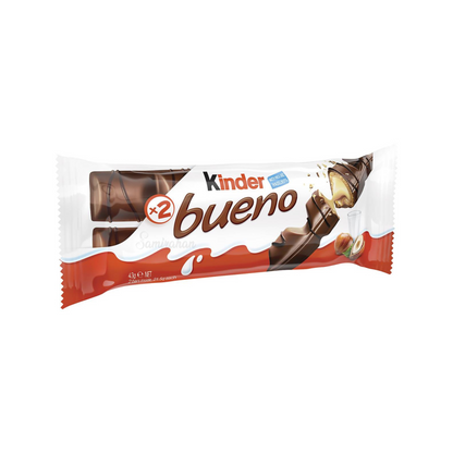 Kinder Bueno Milk Chocolate is a delicate crispy wafer covered with fine milk chocolate & filled with a smooth hazelnut cream. Halal suitable. Best imported foreign Australian Aussie genuine authentic premium quality sweets gift idea candy real snack choco cocoa price in Dhaka Chittagong Sylhet Bangladesh.