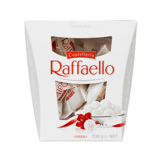 Raffaello Gift Box Ballotin is a precious heart of white almond enveloped in a delicious creamy filling, all enclosed in a crispy wafer shell scattered with fragrant coconut flakes. Best imported foreign Australian Aussie genuine authentic premium sweets gift idea candy real snack cheap price in Dhaka Bangladesh.