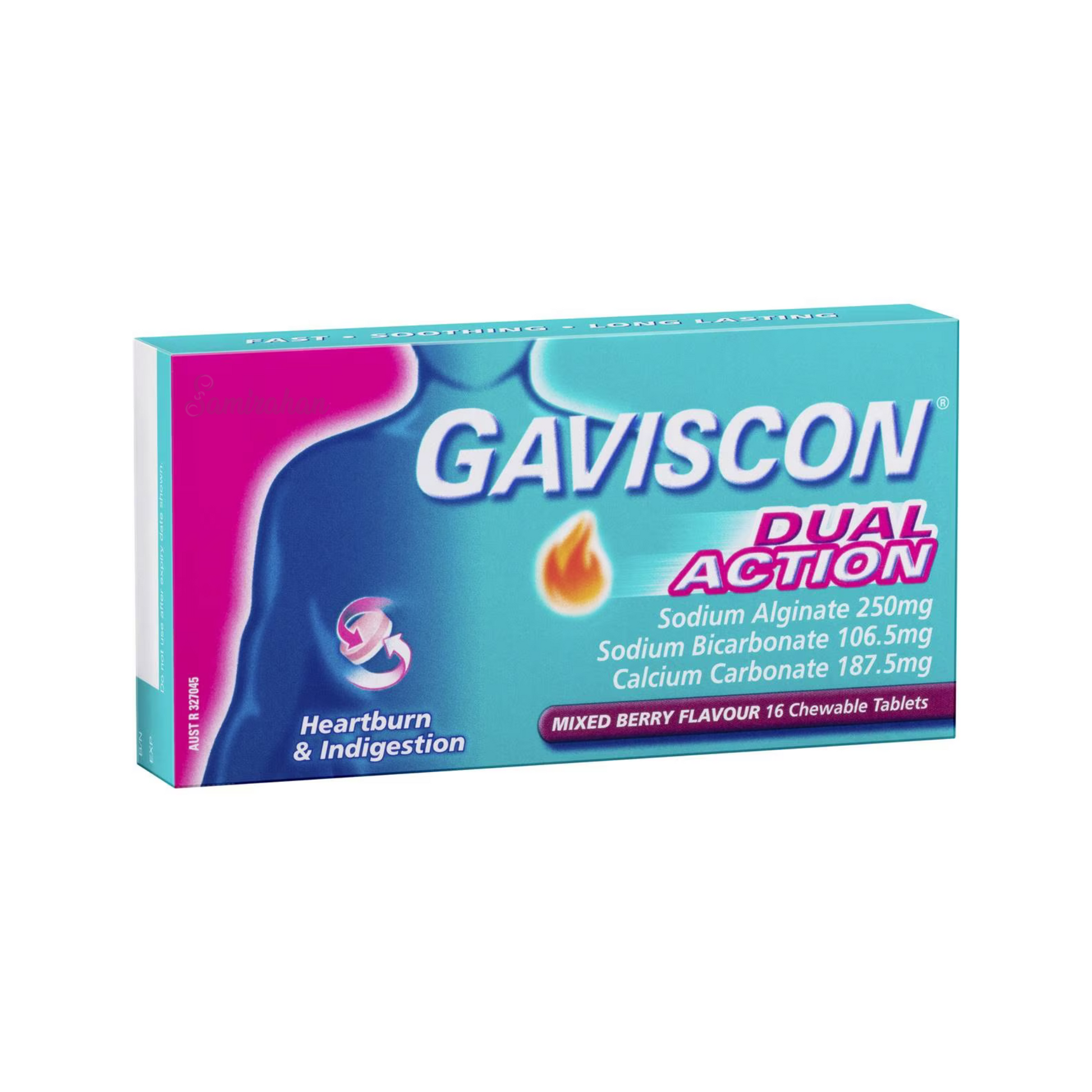 Gaviscon Dual Action Relief Mixed Berry is a dual-acting formula for heartburn & indigestion. These Chewable Tablets helps relieve gastric problem. Best imported foreign Australian Aussie genuine authentic premium quality real healthy gas stomach ache cure medicine cheap price in Dhaka Chittagong Sylhet Bangladesh.