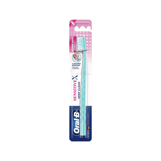Oral B SensitiveX Deep Clean Toothbrush removes plaque in-between teeth. It has ULTRA SOFT bristles on edges for exceptional softness on gums. Best genuine authentic real imported foreign Australian premium quality adult dental health tooth brush brushing gum healthy cheap price in Dhaka Chittagong Bangladesh.