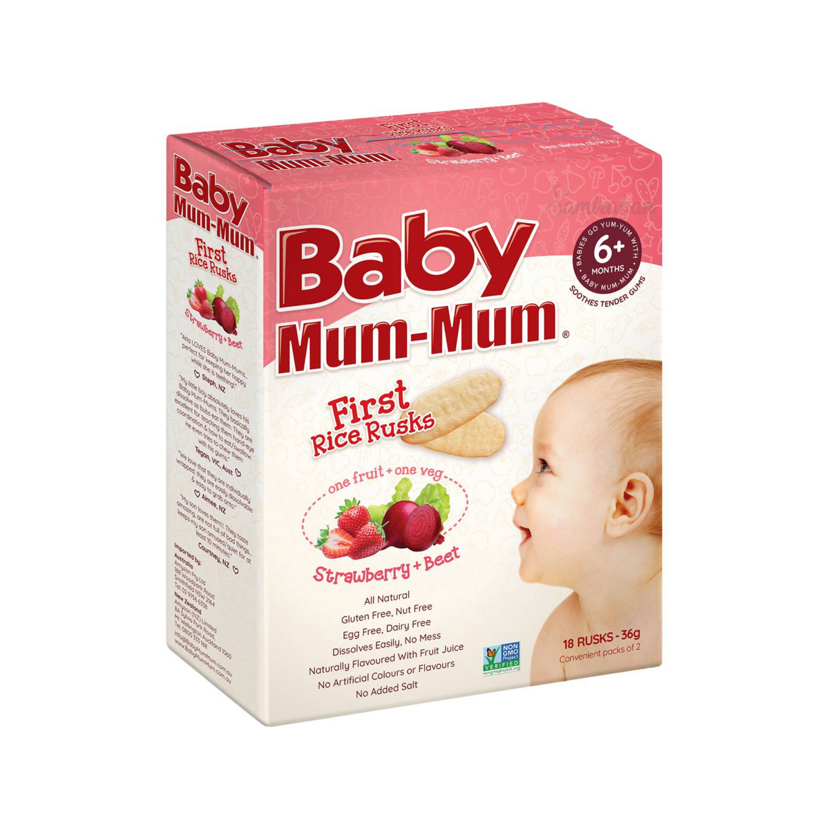Baby Mum Mum First Rice Rusk With Strawberry & Beetroot 6+ Months ...