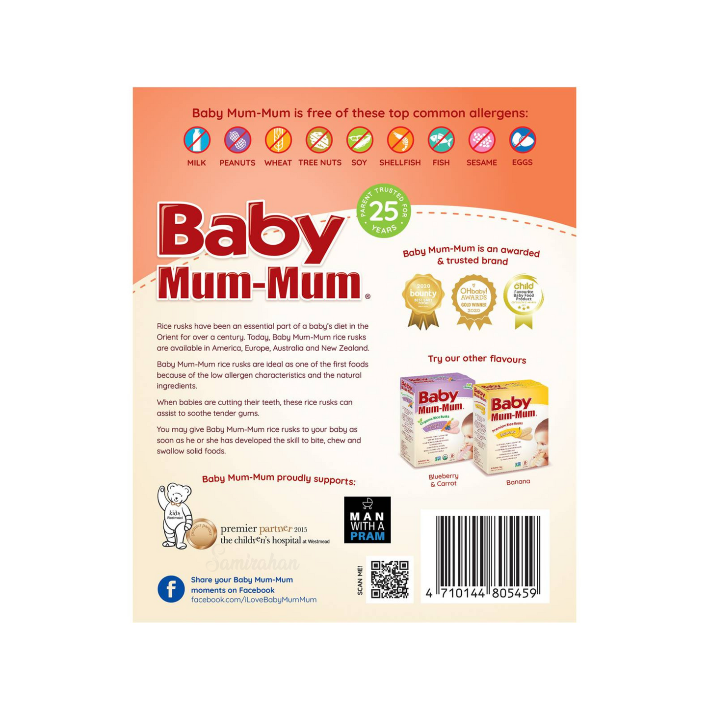 Baby Mum Mum Organic Rice Rusk Sweet Potato & Carrot 8+ Months are made from premium Australian grain, fruits & vegetables. No artificial colour or flavor. Halal certified. Best imported foreign Australian Aussie genuine authentic premium quality real child snack healthy price in Dhaka Chittagong Sylhet Bangladesh.