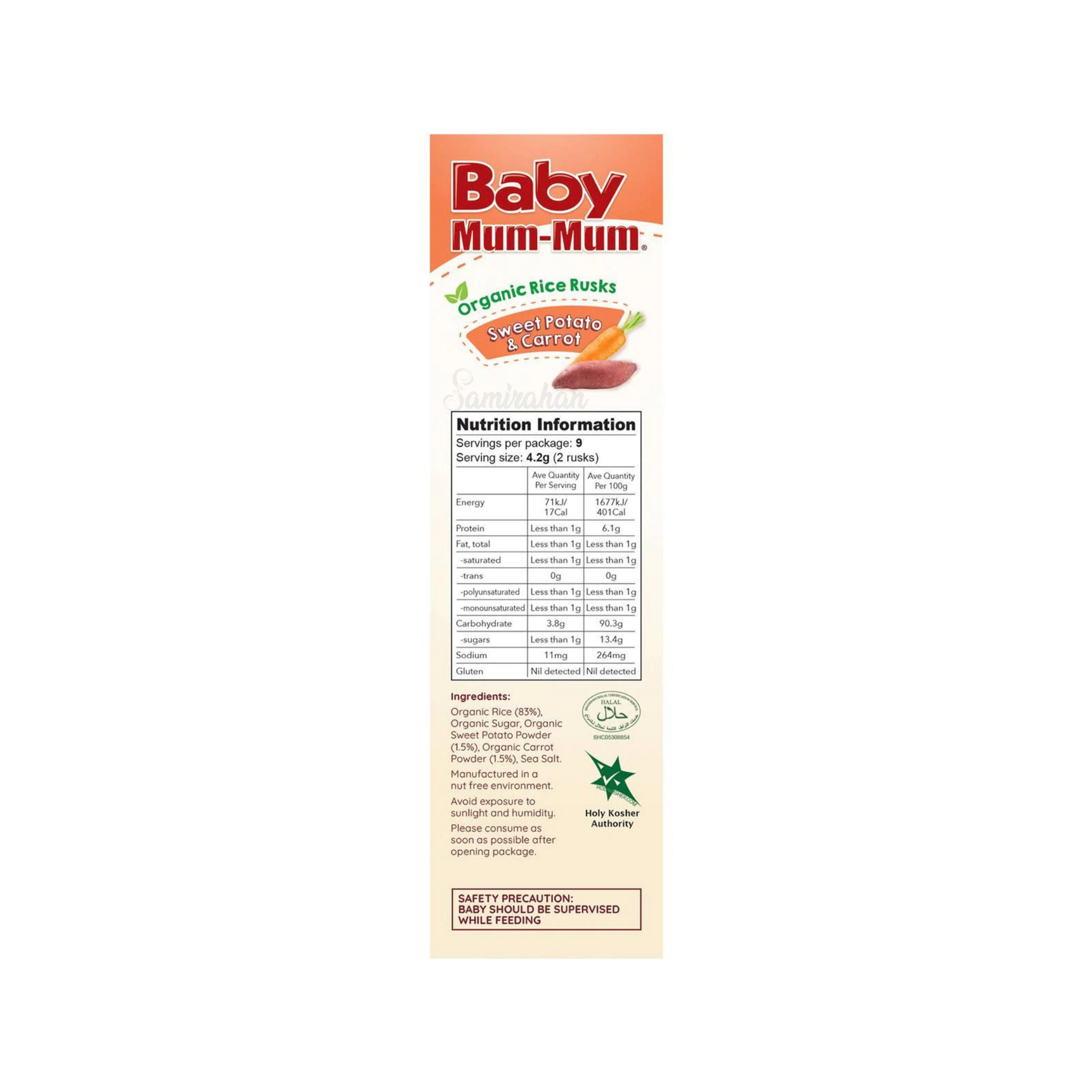 Baby Mum Mum Organic Rice Rusk Sweet Potato & Carrot 8+ Months are made from premium Australian grain, fruits & vegetables. No artificial colour or flavor. Halal certified. Best imported foreign Australian Aussie genuine authentic premium quality real child snack healthy price in Dhaka Chittagong Sylhet Bangladesh.