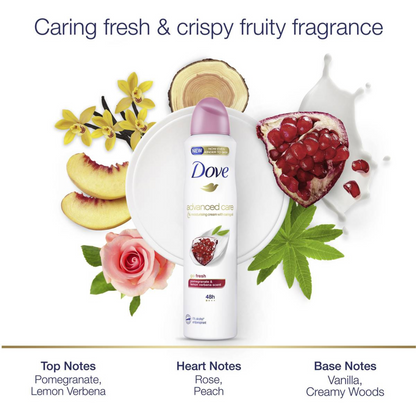 Stay confident and fresh all day with Dove Advanced Care Go Fresh Pomegranate Antiperspirant Aerosol. Best Women underarms long lasting freshness scent imported foreign Australia genuine perfume premium comfort quality perfect style Confidence original brand Body Activated cheap fragrance price in bd Dhaka Bangladesh