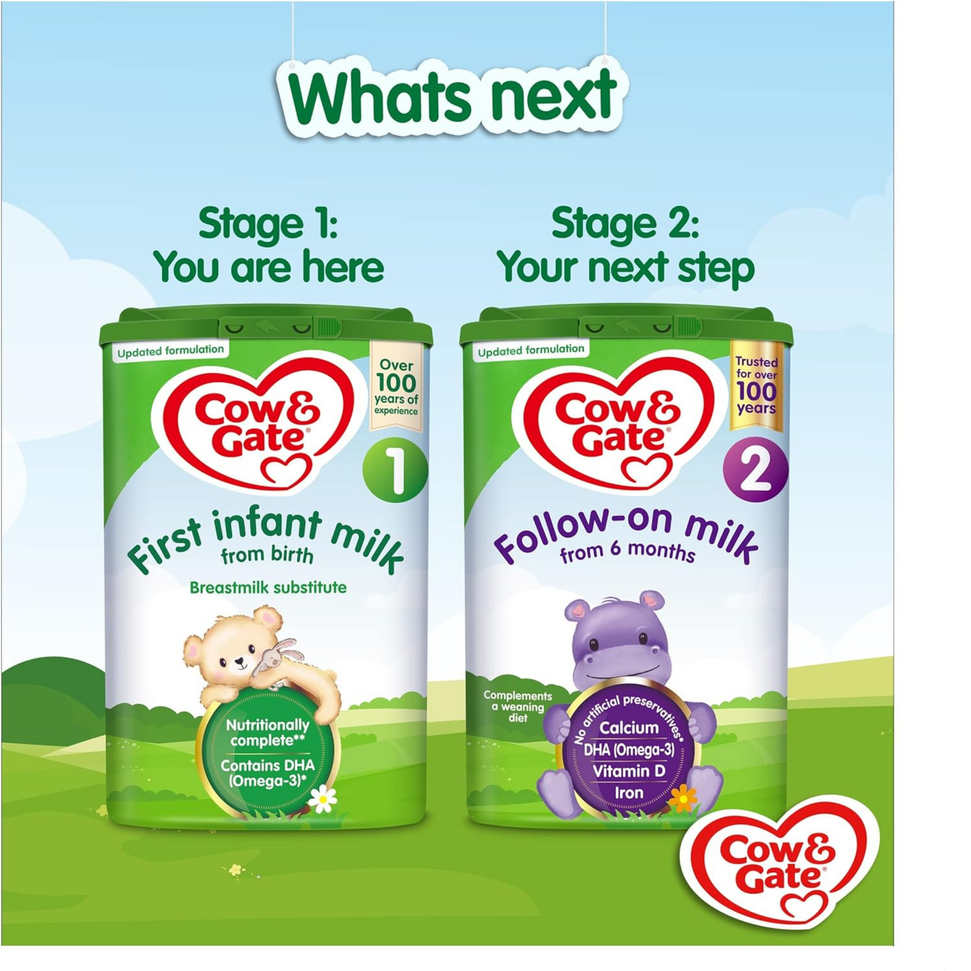 Cow & Gate Stage 1 First Baby Formula is a nutritionally complete premium milk powder, suitable for infants from birth to 6 months. Halal vegetarian certified best imported foreign genuine real authentic UK British English cow quality safe healthy feeding food growth cheap price in Dhaka Sylhet Chittagong Bangladesh