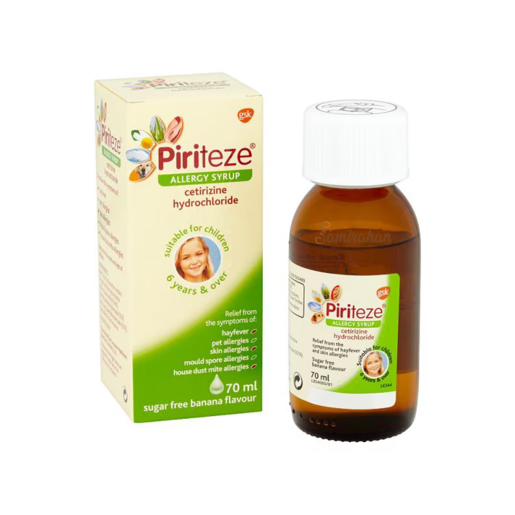 Piriteze Kids Allergy Relief Syrup for hayfever, pet, skin, mould spore & house dust mite allergies. Best imported foreign UK United Kingdom English England genuine authentic real baby care health premium quality cure medicine antihistamine treatment cheap price in Dhaka Chittagong Sylhet Barisal Manikganj Bangladesh
