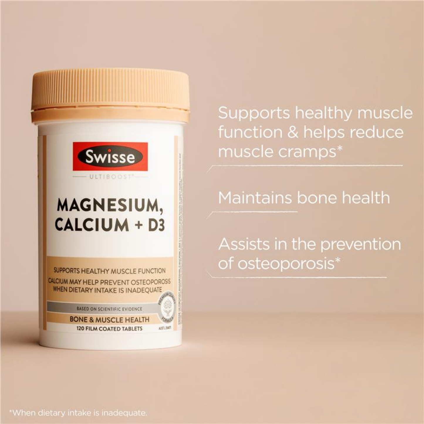 Swisse Ultiboost Magnesium Calcium + Vitamin D is a premium formula specially designed to support healthy muscle function, relieve muscle cramps, & maintain strong bones. Best imported foreign Australian Aussie authentic genuine original real premium brand dietary luxury quality tablet cheap price in Dhaka Bangladesh