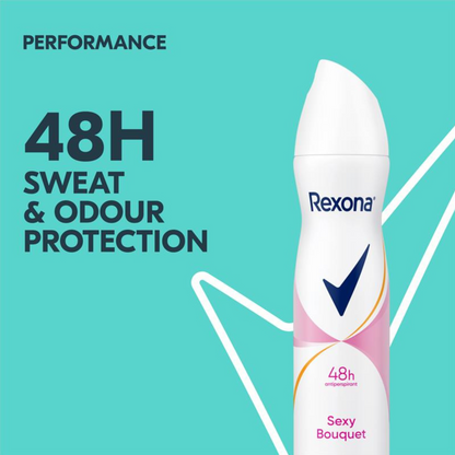 Experience confident freshness with REXONA Women Antiperspirant Aerosol Deodorant Sexy Bouquet. Best imported foreignbv protection Perfume Australian authentic genuine real  Women premium sweat perfect Advanced solutiony Original Confidence luxury brand Body Heat Activated cheap fragrance price in bd Dhaka Bangladesh