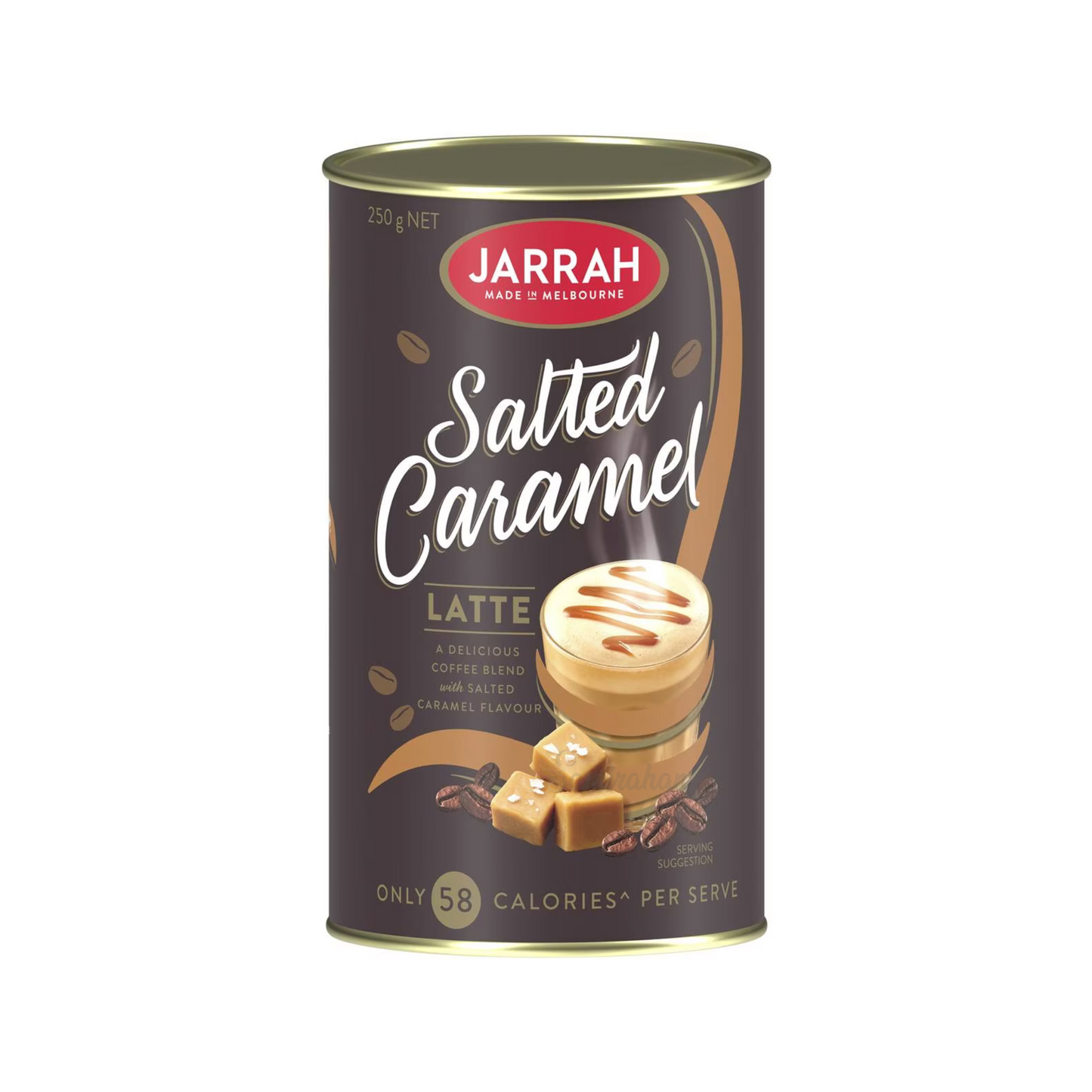 Enjoy the rich, creamy flavor of Jarrah's Salted Caramel Latte, crafted with a blend of imported and local ingredients in Australia. Halal suitable Best foreign genuine authentic premium coffee quality delicious tasty strong favored energy tea adda good Food instant Glucose original foreign price in bd Dhaka Bangladesh