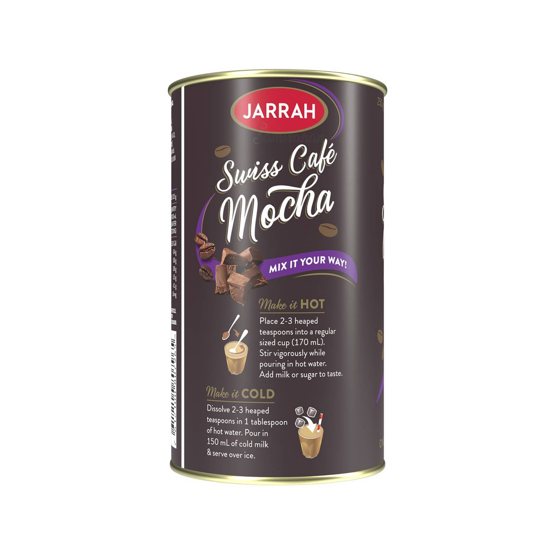 Jarrah Swiss Café Mocha is a low-calorie, delicious coffee blend with a hint of cocoa. Halal suitable Best imported foreign Australian Aussie genuine authentic luxury premium quality delicious healthy food strong flavour smooth irresistibly good instant ideas energy foreign original cheap price in bd Dhaka Bangladesh