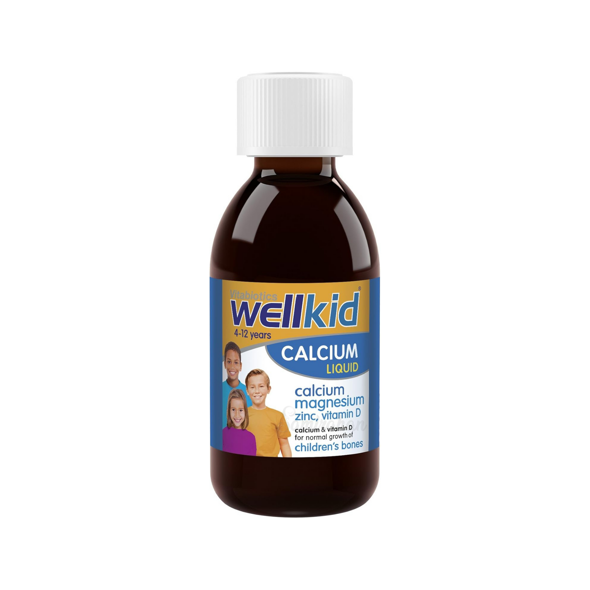 Vitabiotics Wellkid Calcium Liquid is a Bone support ideal for kids. Ideal energy stomach imported great support 4 to 12 age original brand Best UK based development child healthcare alcohol free Zinc vitamin D gluten Orange Food supplement Nutrition Expert doctor Recommending available price in bd Dhaka Bangladesh