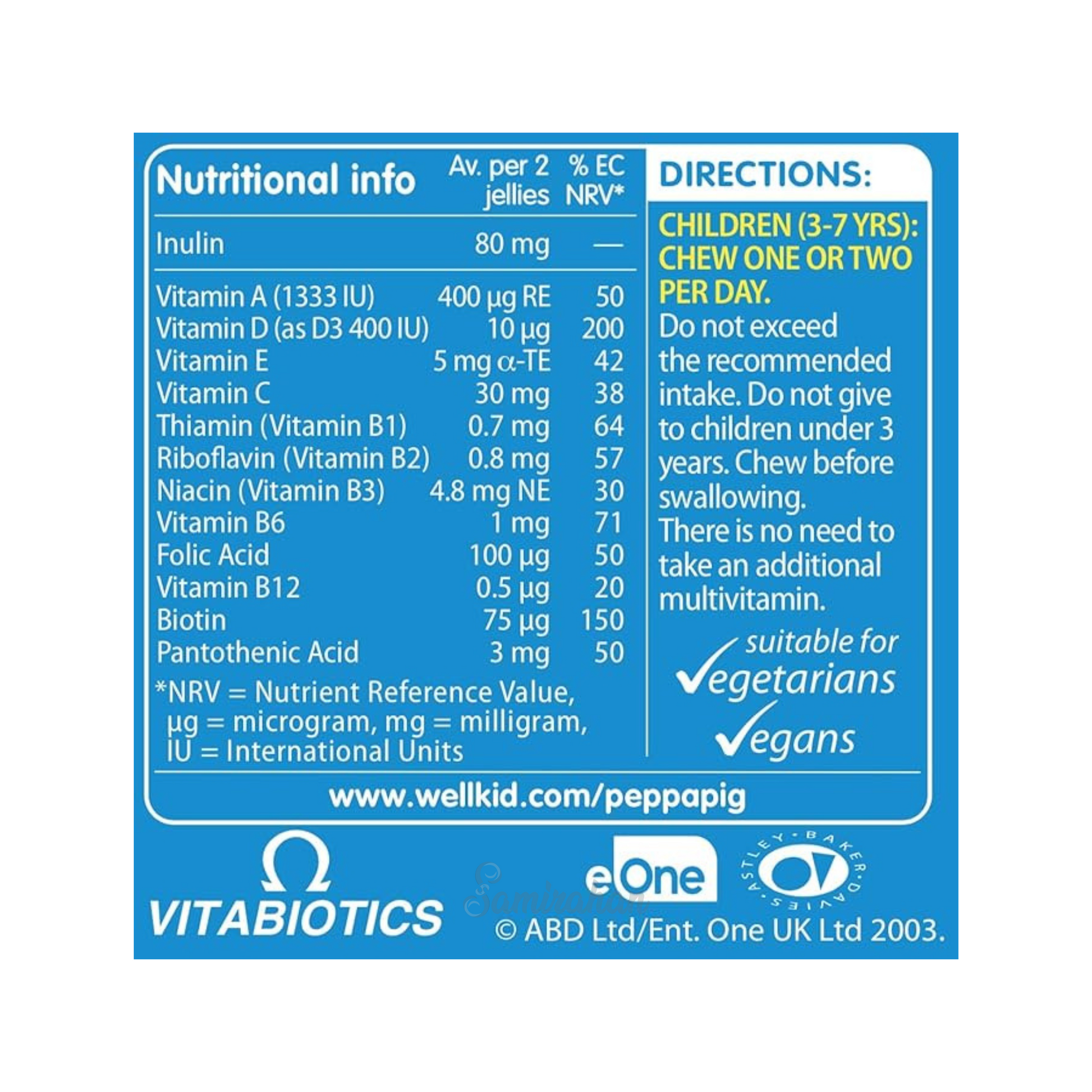 Vitabiotics Wellkid Peppa Pig Multi vits 3 To 7 Year 30 Soft Jellies import original Best UK healthcare Food supplement Nutrition doctor low price in bd Dhaka