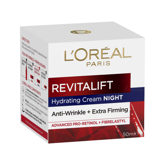 L'Oréal Paris Revitalift Night Cream enriched Advanced Pro-Retinol powerful anti-wrinkle ingredient. Best imported foreign Bridal look Weeding Makeup authentic real original Sun protect genuine real ageing quality face glow skincare brand premium Australia cheap price in Dhaka BD Chittagong Sylhet Rajshahi Bangladesh.