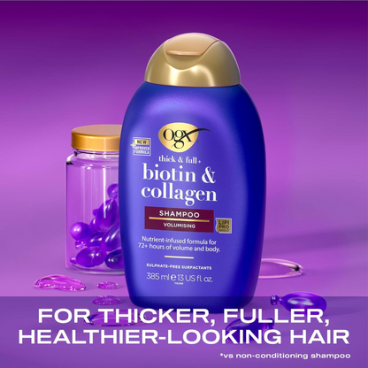 OGX Biotin Collagen Volumising Shampoo Thick haircare cleans soft unisex genuine UK import fall Best authentic dandruff free Shine dry nourished low price in BD