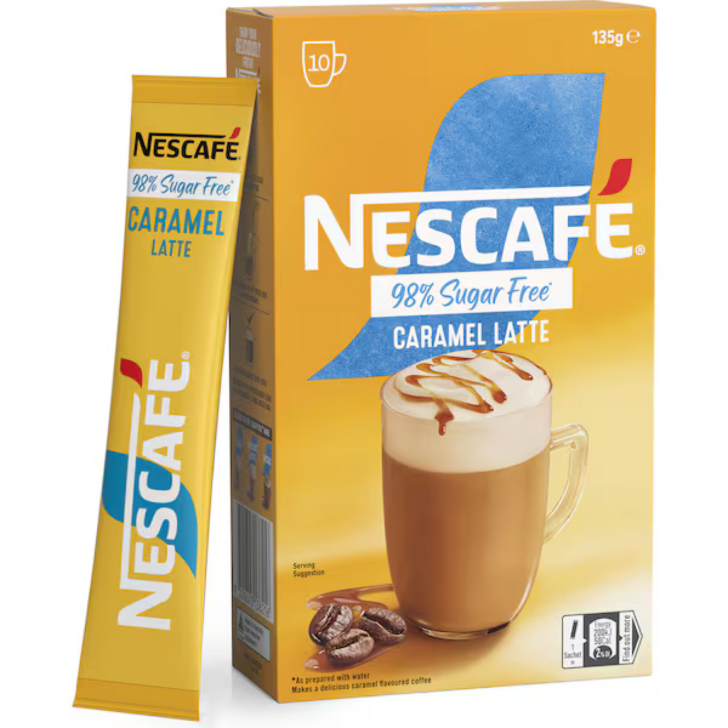 Nescafe 98% Sugar Free Rich Caramel Latte Coffee elevates your daily coffee experience. delectable layer of velvety froth and quality irresistibly smooth caramel flavour Treat tiredness reduce Raw original Best genuine authentic foreign imported real premium Australian instant strong product price in Dhaka Bangladesh