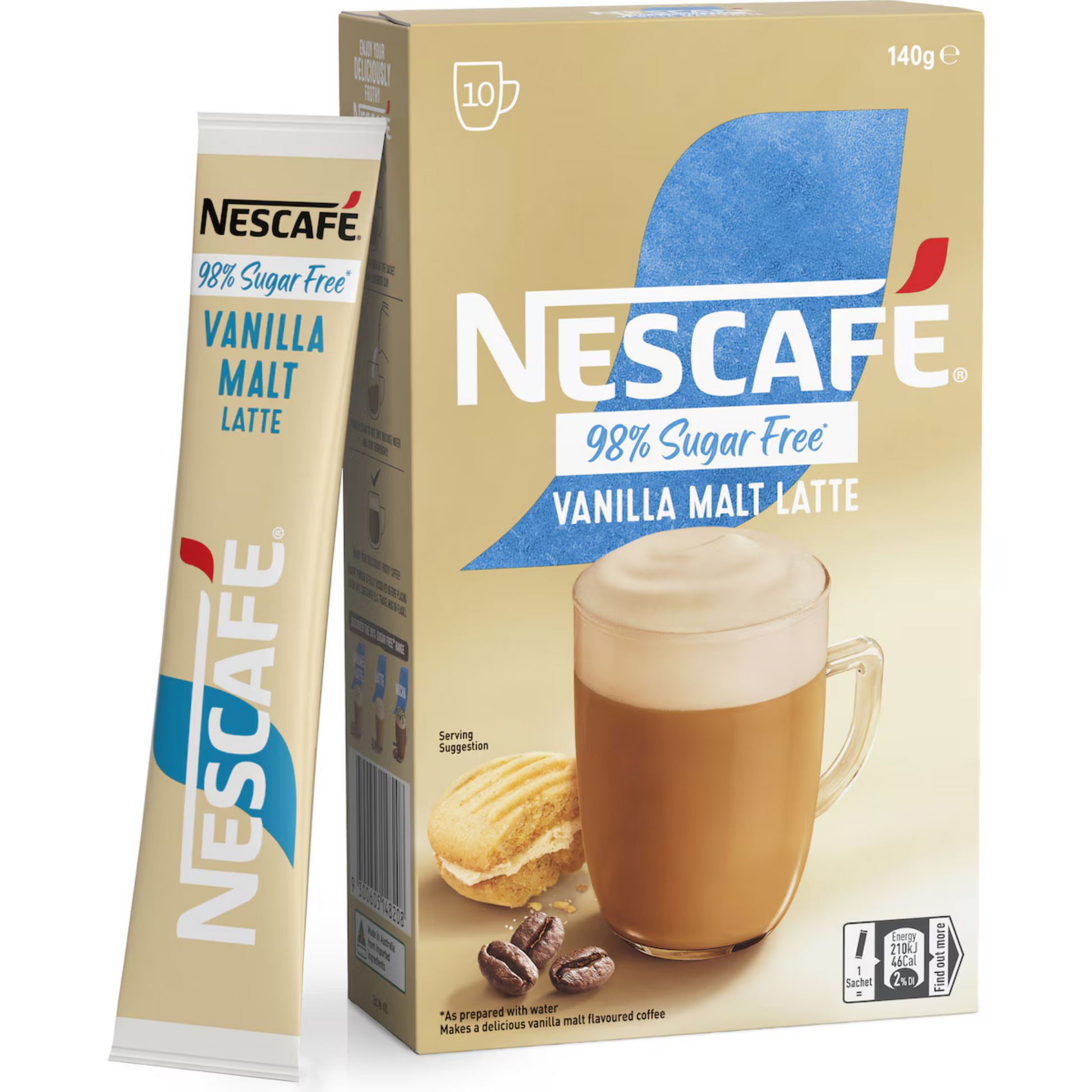 NESCAFE 98% Sugar Free Vanilla Malt Latte offers comforting blend of creamy coffee smooth vanilla and toasty flavors. Arabica Robusta bean quality espresso roast Treat tiredness reduce Raw original Best genuine authentic foreign imported real premium Australian instant strong product cheap price in BD Dhaka Bangladesh