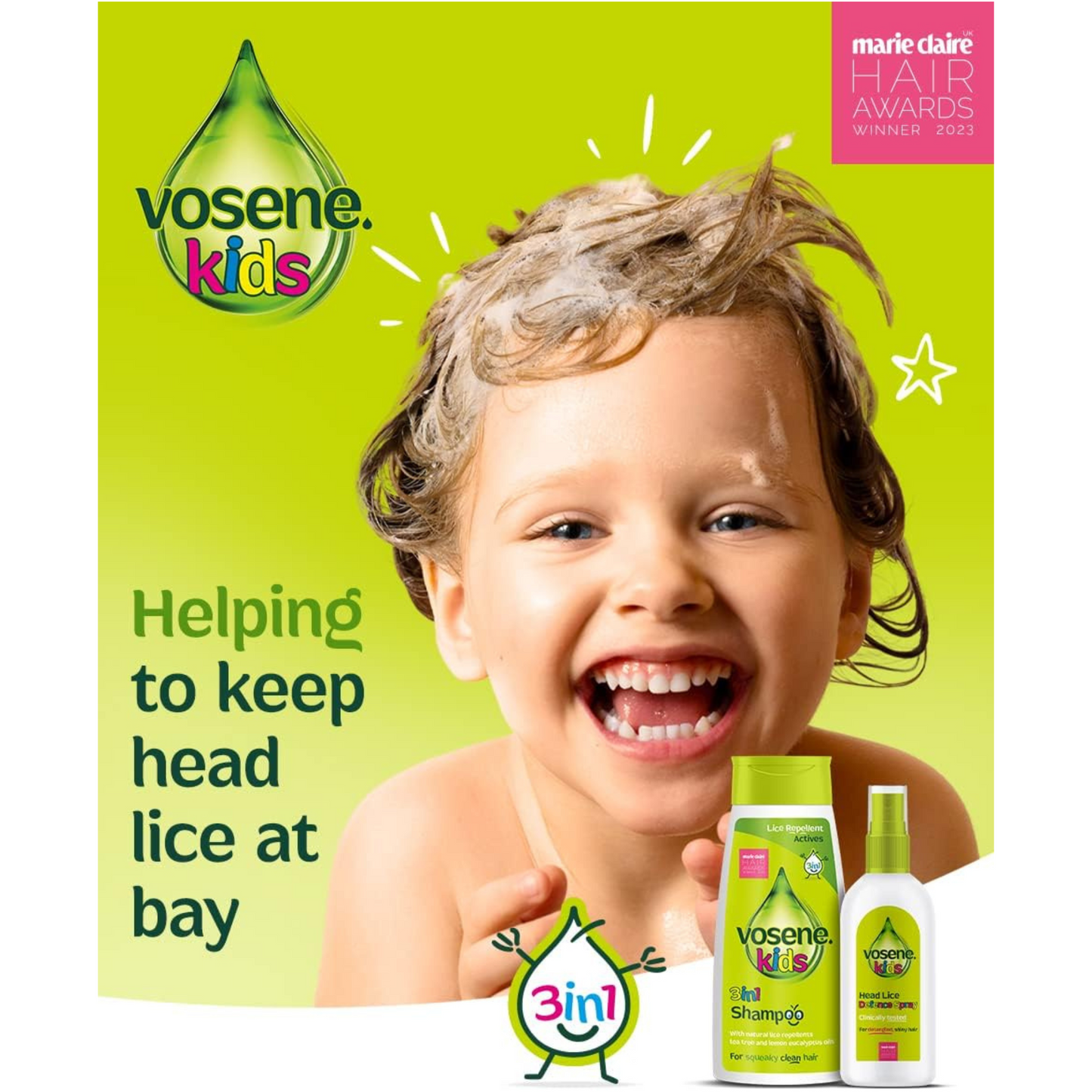 Vosene Kids 3 in 1  Shampoo Lice Repellents Tea Tree Lemon Body Vitamin sensitive skin.soft smooth Best foreign child bath genuine UK import price in BD Dhaka