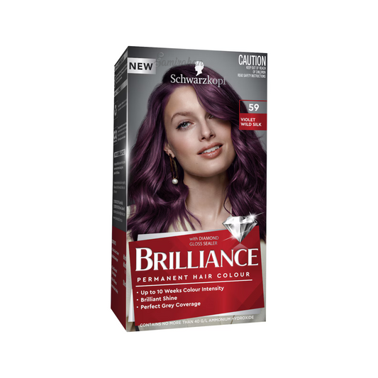 Schwarzkopf Brilliance Hair Colour delivers vibrant fashion shades with stunning shine that lasts for up to 10 weeks. care gently sculp cleans soft unisex suitable genuine Australia imported real original Best foreign authentic 59 Violet dry smooth nourished premium brand healthy cheapest price in BD Dhaka Bangladesh