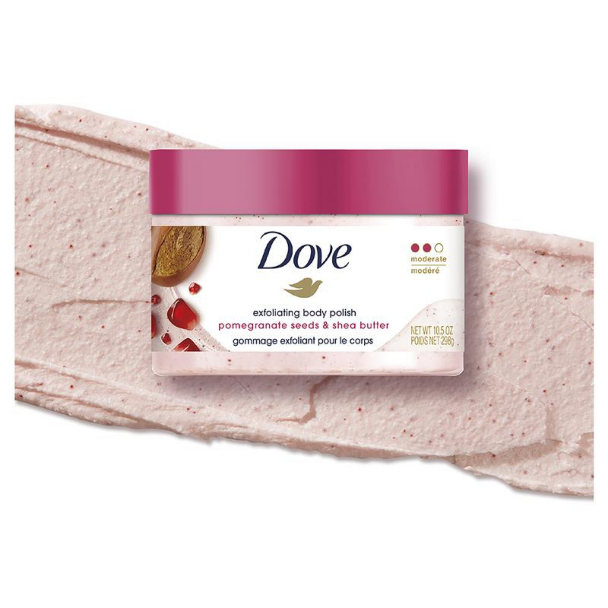 Dove Pomegranate Seeds Shea Butter Exfoliating Body Polish Cream that leaves your skin feeling silky-smooth. Best gentle exfoliation beautiful imported foreign Australian Aussie nourish genuine authentic original premium quality real hygiene skincare beauty healthy cheap price in bd Dhaka Chittagong Khulna Bangladesh