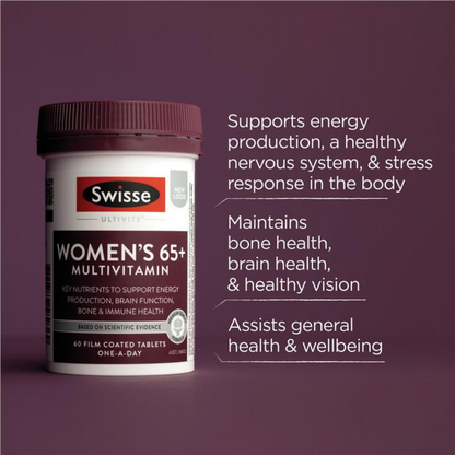 Embrace the beauty of maturity with Swisse Ultivite Women's 65+ Multivitamin. Best adult anti healthy Senior wellness elderly bone Antioxidants for aging imported foreign Australian authentic original real Biotin hair energy premium ashol brand nutrients luxury quality strong cheap price in Dhaka Chittagong Bangladesh