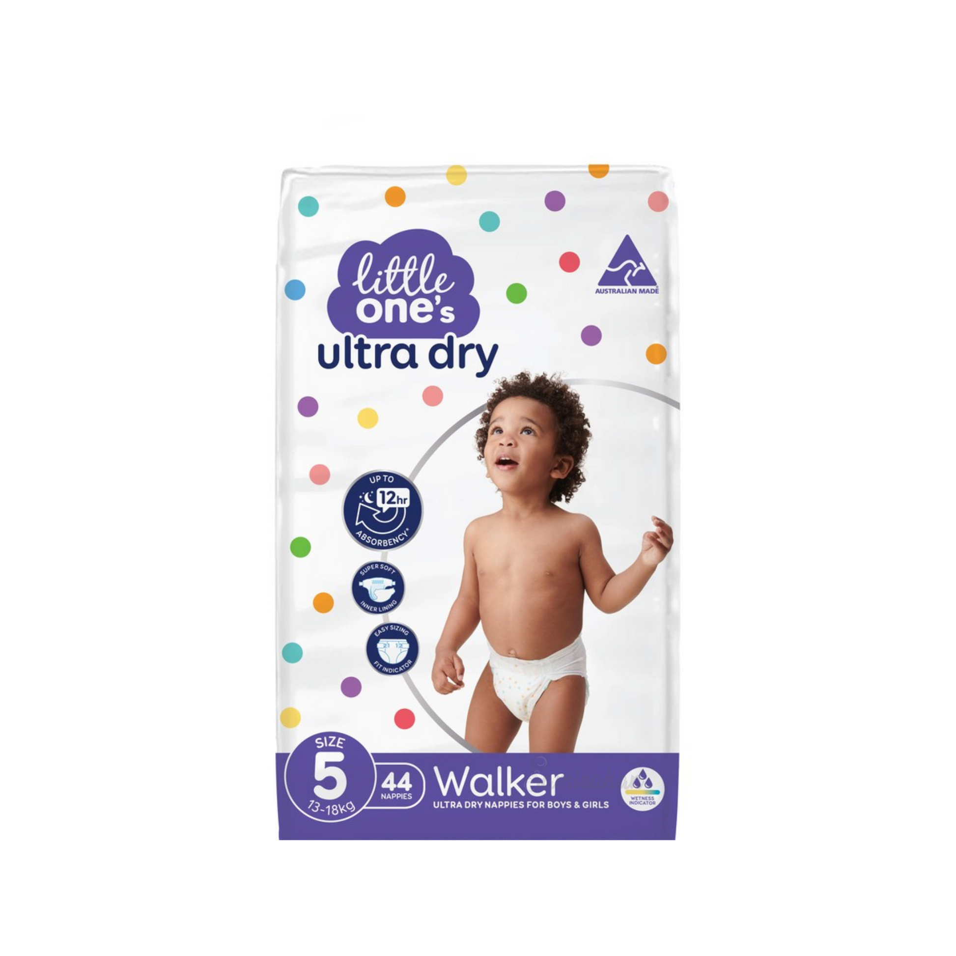 Little One's Size 5 Ultra Dry Nappies boy girl 13-18 kg protection dry comfort 12hrs Easy Fit soft secure Best genuine Australian baby diaper low price in bd