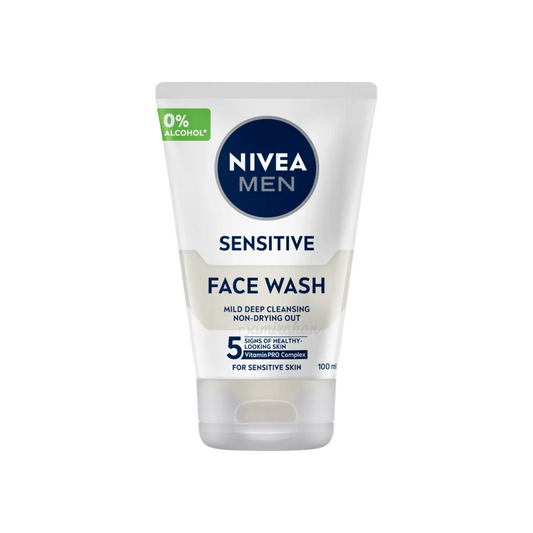 Nivea Men Sensitive Face Wash 0% Alcohol skincare Best import acne glow Makeup authentic original Sun protect genuine facial brand smooth UK low price bd dhaka