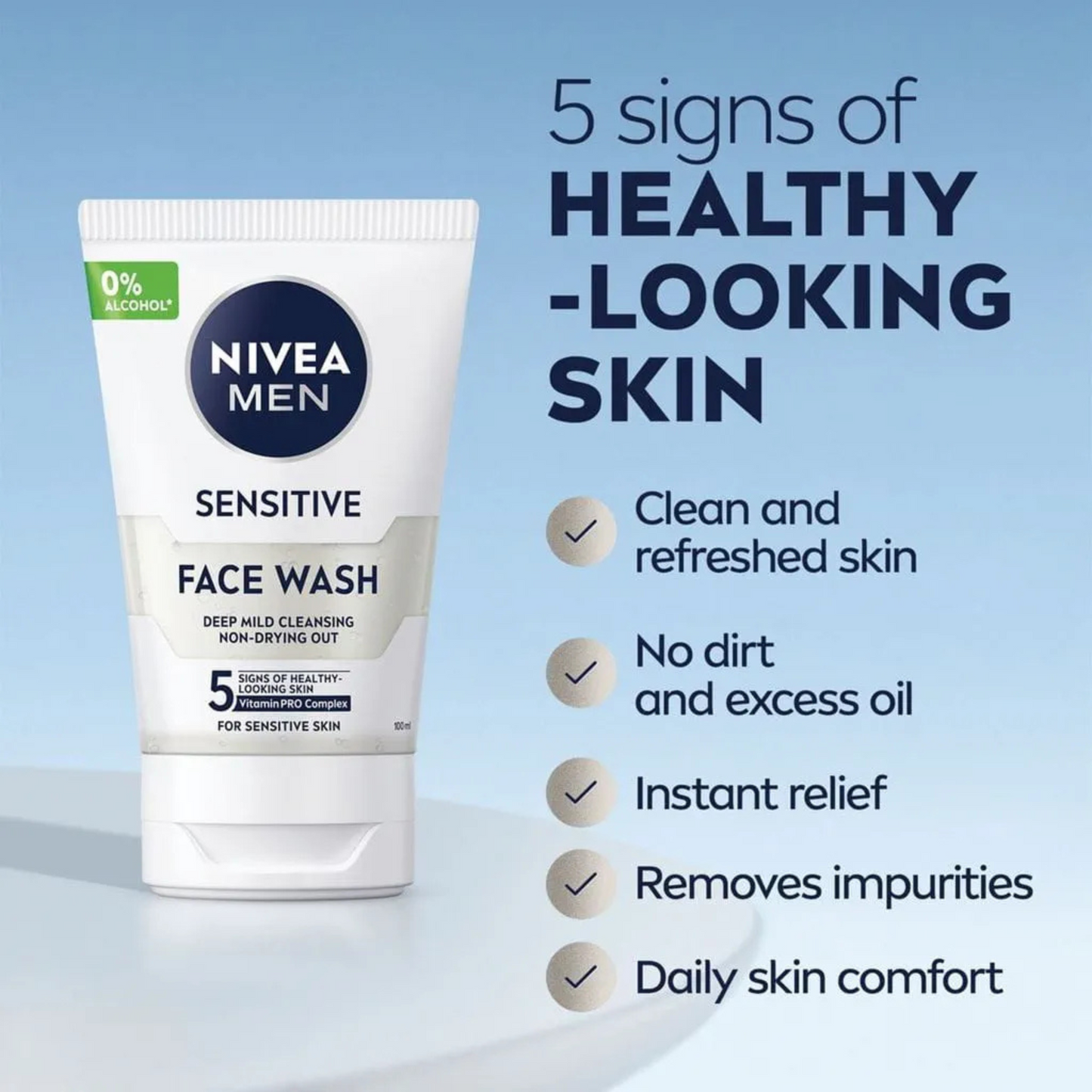 Nivea Men Sensitive Face Wash 0% Alcohol skincare Best import acne glow Makeup authentic original Sun protect genuine facial brand smooth UK low price bd dhaka