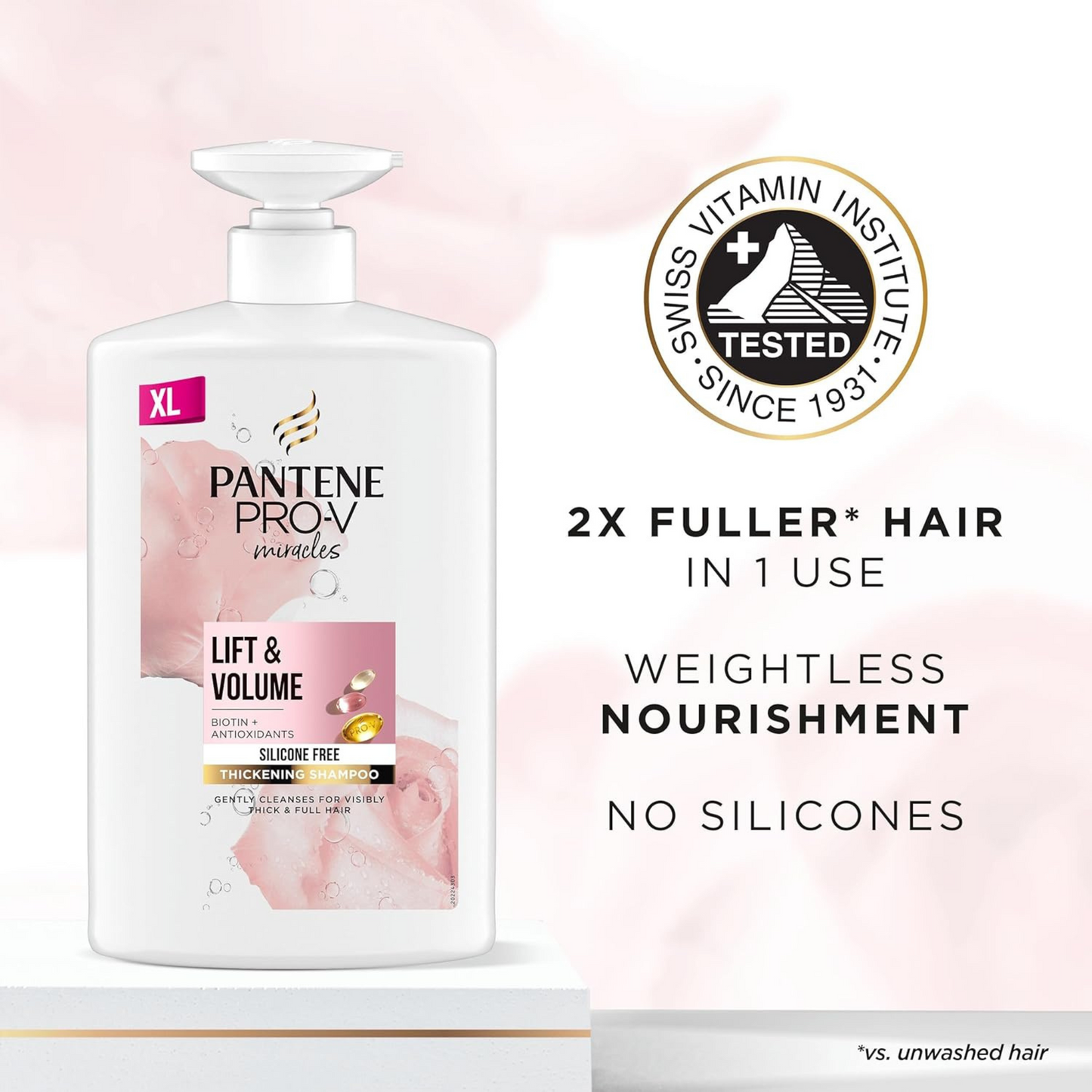 Pantene Lift & Volume Biotin Rose Water Hair Thickening Shampoo Best foreign dandruff genuine authentic imported UK loss damage grow sculp low price in BD Dhaka